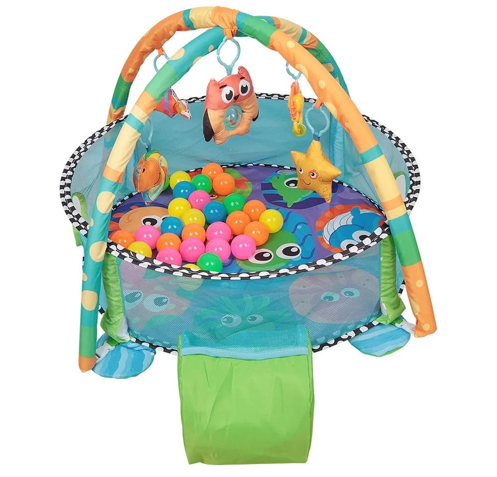 JEOBEST Krabbeldecke 3-in-1 Spielmatte mit Bällen Grün/Blau - Bild 5