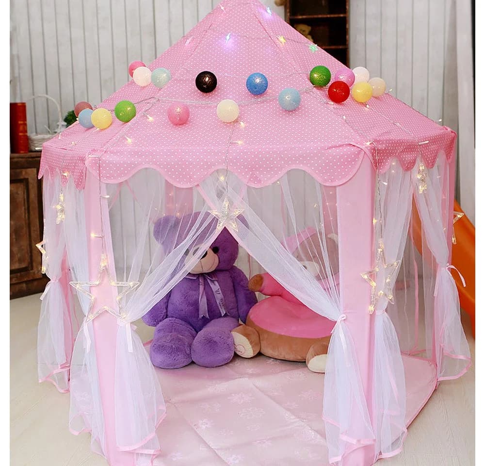 JEOBEST Spielzelt Kinder Rosa Prinzessin Zelt mit PVC-Pfosten - Bild 3