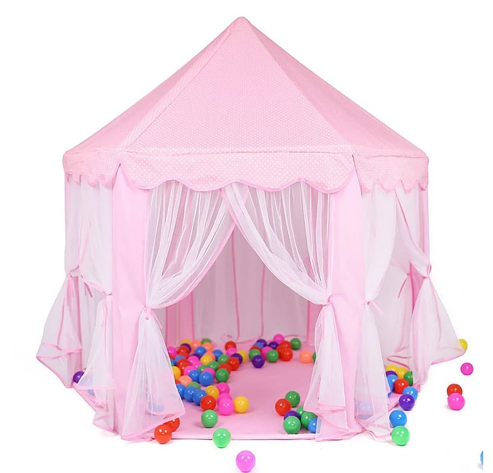 JEOBEST Spielzelt Kinder Rosa Prinzessin Zelt mit PVC-Pfosten - Bild 4