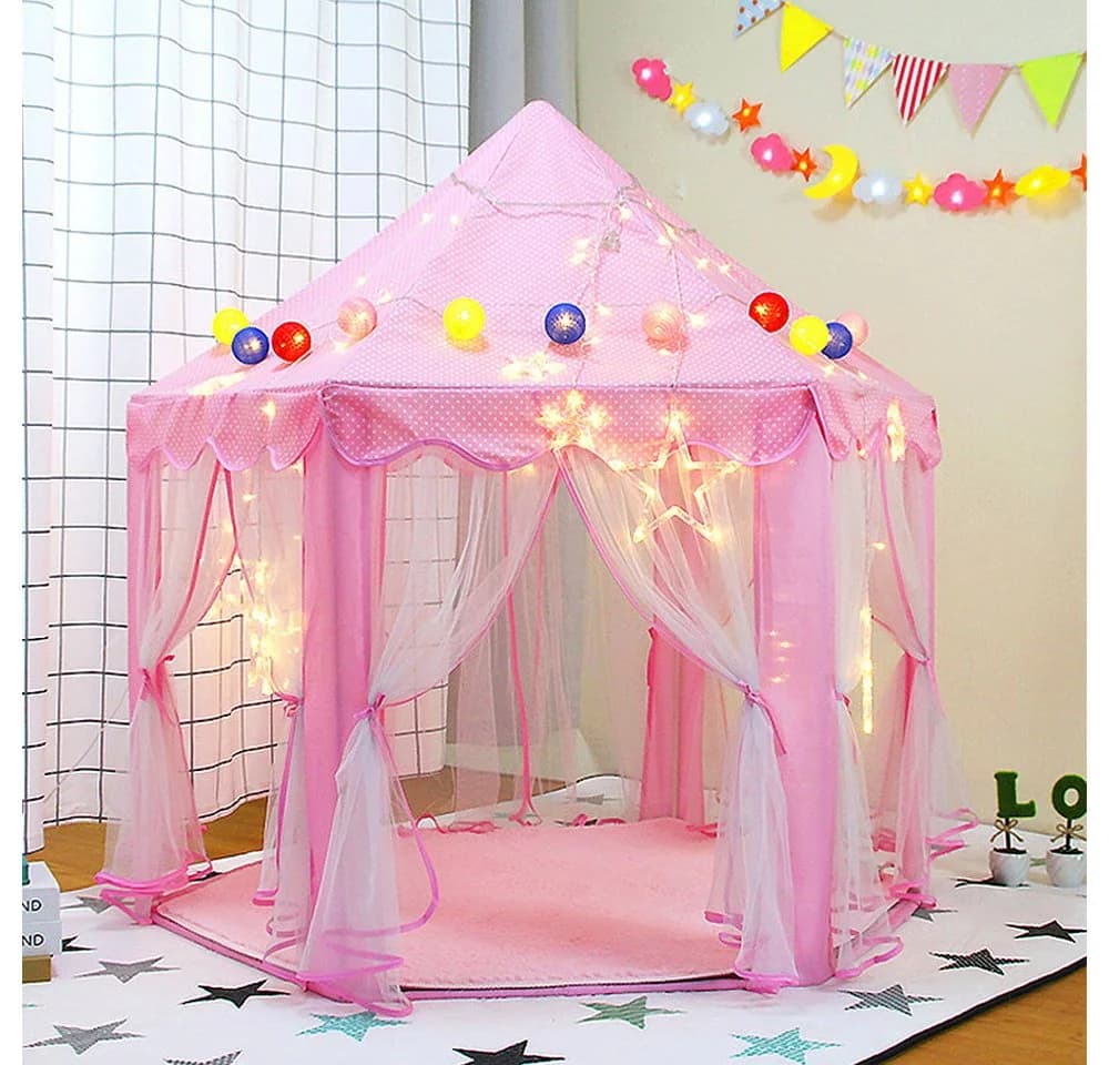 JEOBEST Spielzelt Kinder Rosa Prinzessin Zelt mit PVC-Pfosten - Bild 5