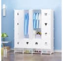 JEOBEST Kleiderschrank Tragbarer Regalsystem 20 Würfel Kunststoff Weiß Bild 2