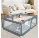 JEOBEST Laufgitter Baby Grau mit atmungsaktivem Netz und Tragetasche Bild 1