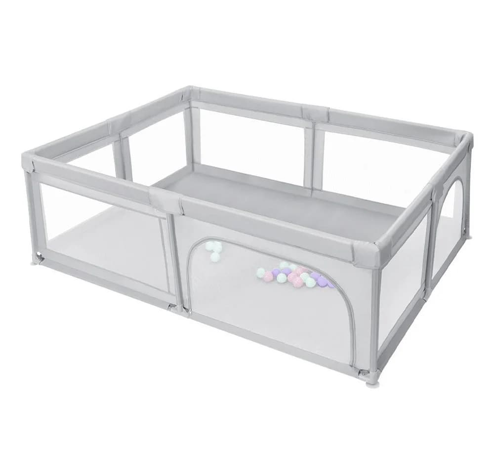 JEOBEST Laufgitter Laufstall Baby Grau XXL mit Netz
