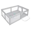 JEOBEST Laufgitter Laufstall Baby Grau XXL mit Netz Bild 2