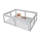 JEOBEST Laufgitter Laufstall Baby Grau XXL mit Netz Bild 5