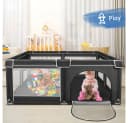 JEOBEST Laufgitter XL 180x150x66cm Schwarz mit Netz Bild 1