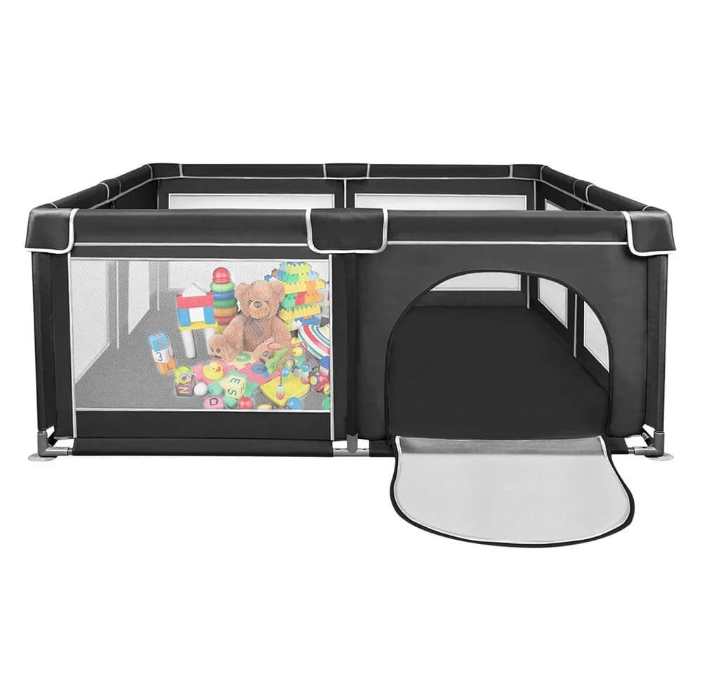 JEOBEST Laufgitter XL 180x150x66cm Schwarz mit Netz - Bild 4