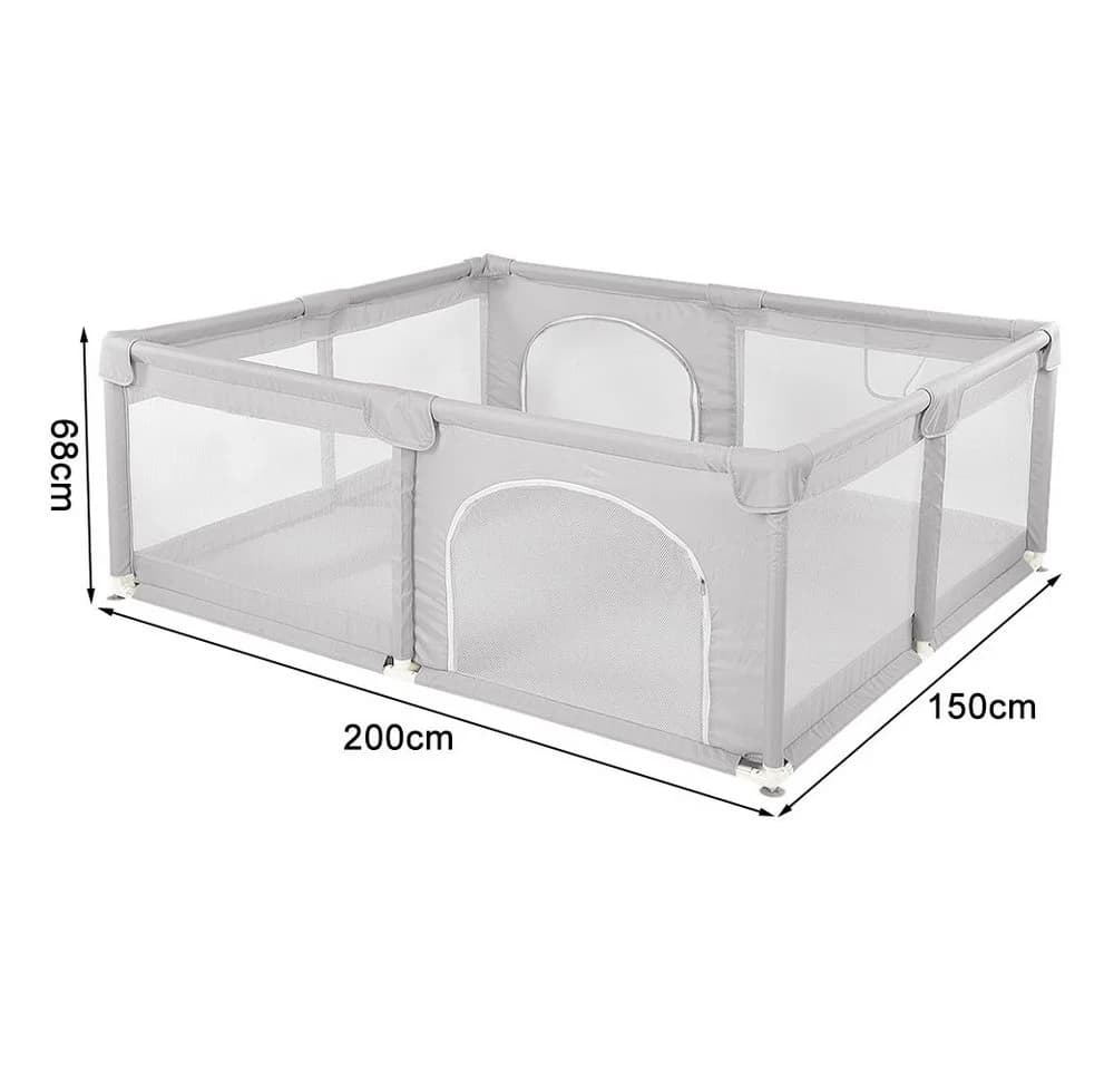 JEOBEST Laufgitter Laufstall Baby mit Spielmatte - Grau
