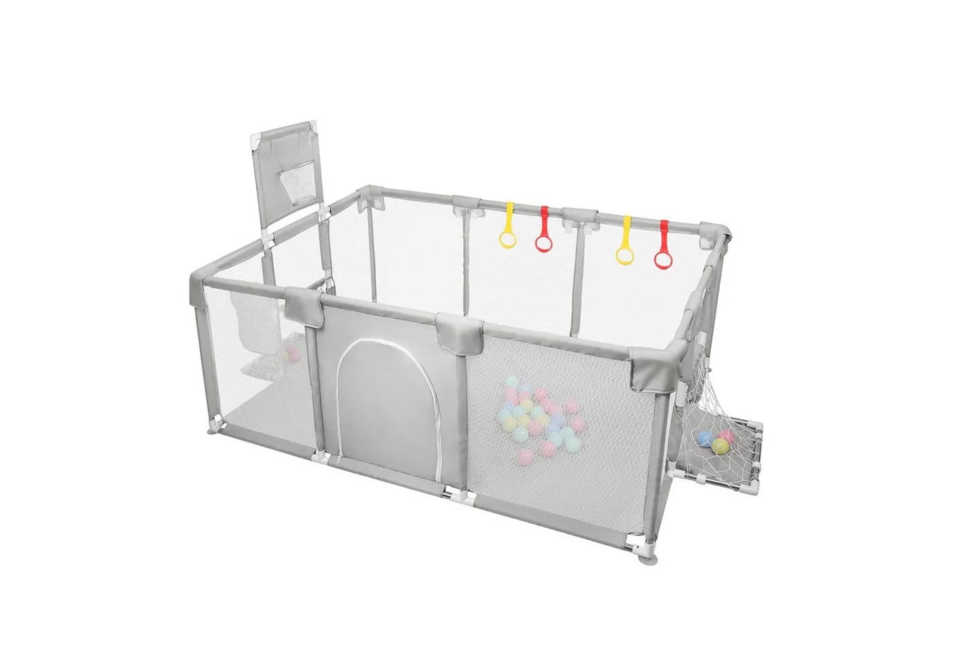 JEOBEST Laufstall Baby Laufgitter mit Zubehör Hellgrau