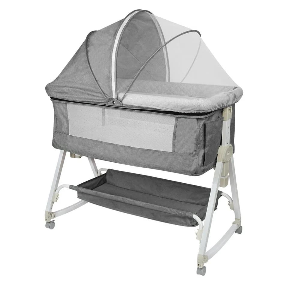 JEOBEST Beistellbett 3 in 1 Babybett & Babywiege & Reisebett Grau - Bild 3