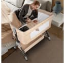 JEOBEST Beistellbett Baby Grab-and-go mit Matratze & Rädern, 4 Höhen, Gelb Bild 3