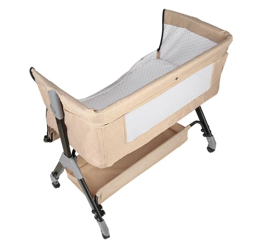 JEOBEST Beistellbett Baby Grab-and-go mit Matratze & Rädern, 4 Höhen, Gelb - Bild 4