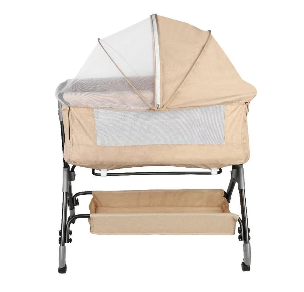 JEOBEST Beistellbett Baby Grab-and-go mit Matratze & Rädern, 4 Höhen, Gelb - Bild 5