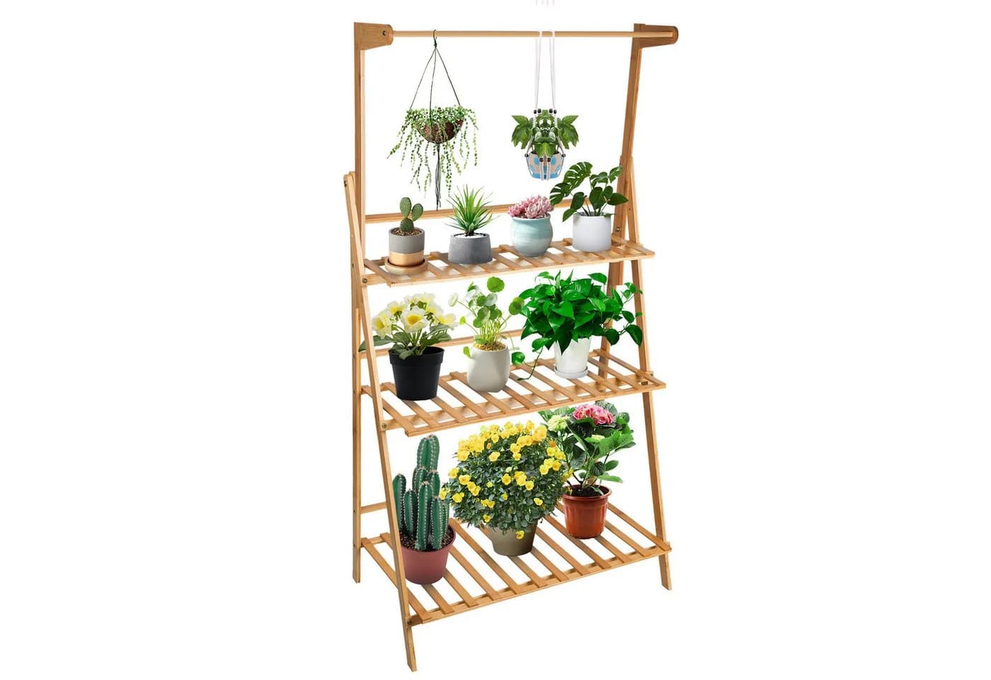 JEOBEST Blumenständer Bambus 3-stufig Klappbar - Bild 2