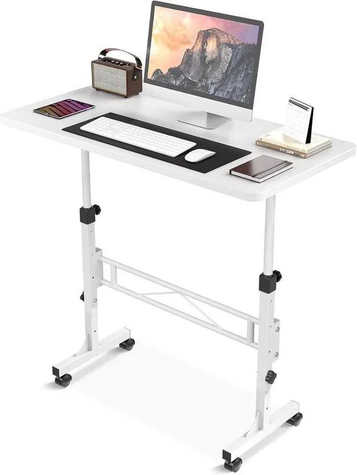 JEOBEST Computertisch Höhenverstellbar Weiß 80x40cm - Bild 2