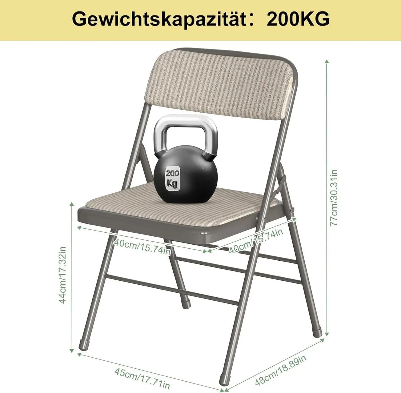 JEOBEST Klappstuhl Essstühle Set Gepolstert Grau Metall - Bild 2