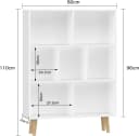 JEOBEST Bücherregal 6 Fächer Weiß Massivholzbeine Bild 3
