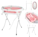 JEOBEST Babybadewanne mit Gestell Rosa Faltbar mit Badematte Bild 2