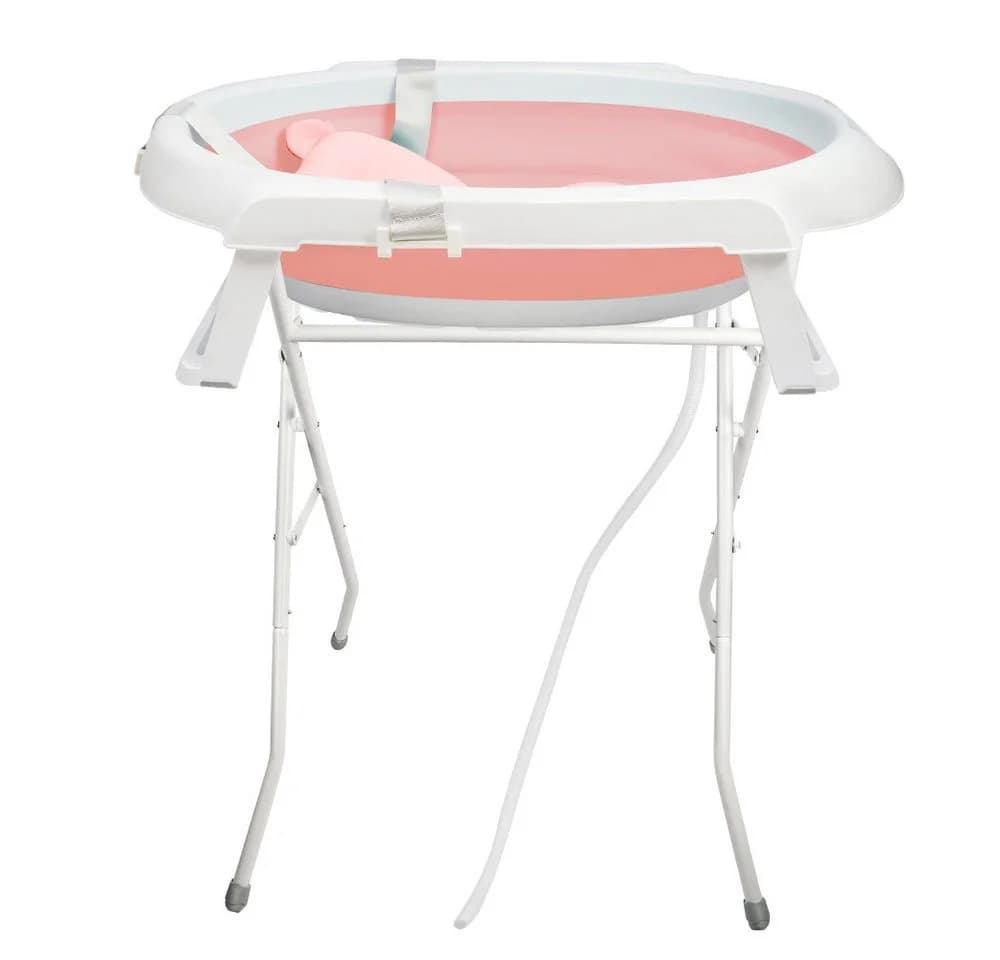 JEOBEST Babybadewanne mit Gestell Rosa Faltbar mit Badematte - Bild 5