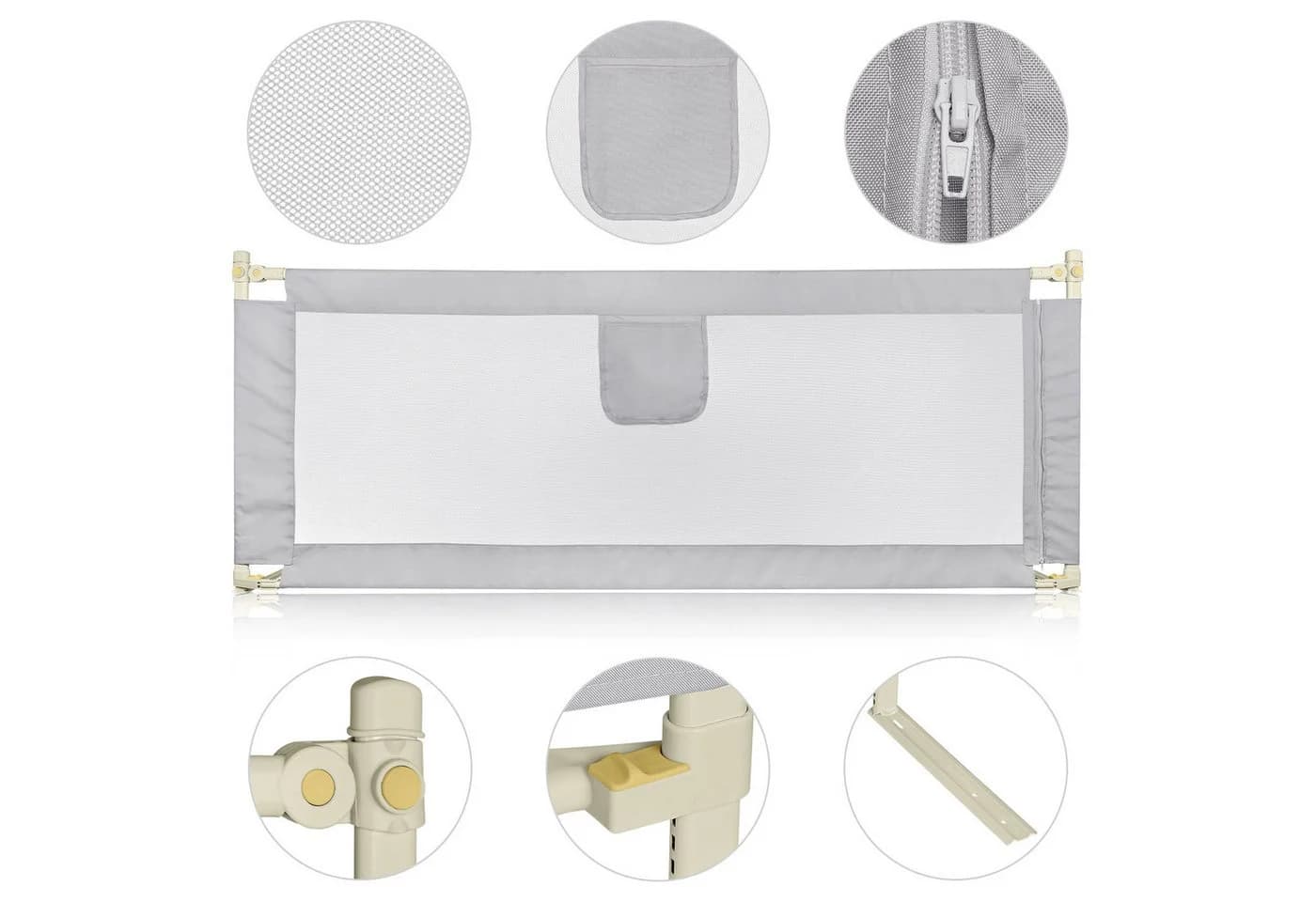 JEOBEST Bettschutzgitter Set 3-tlg. Höhenverstellbar Grau - Bild 5
