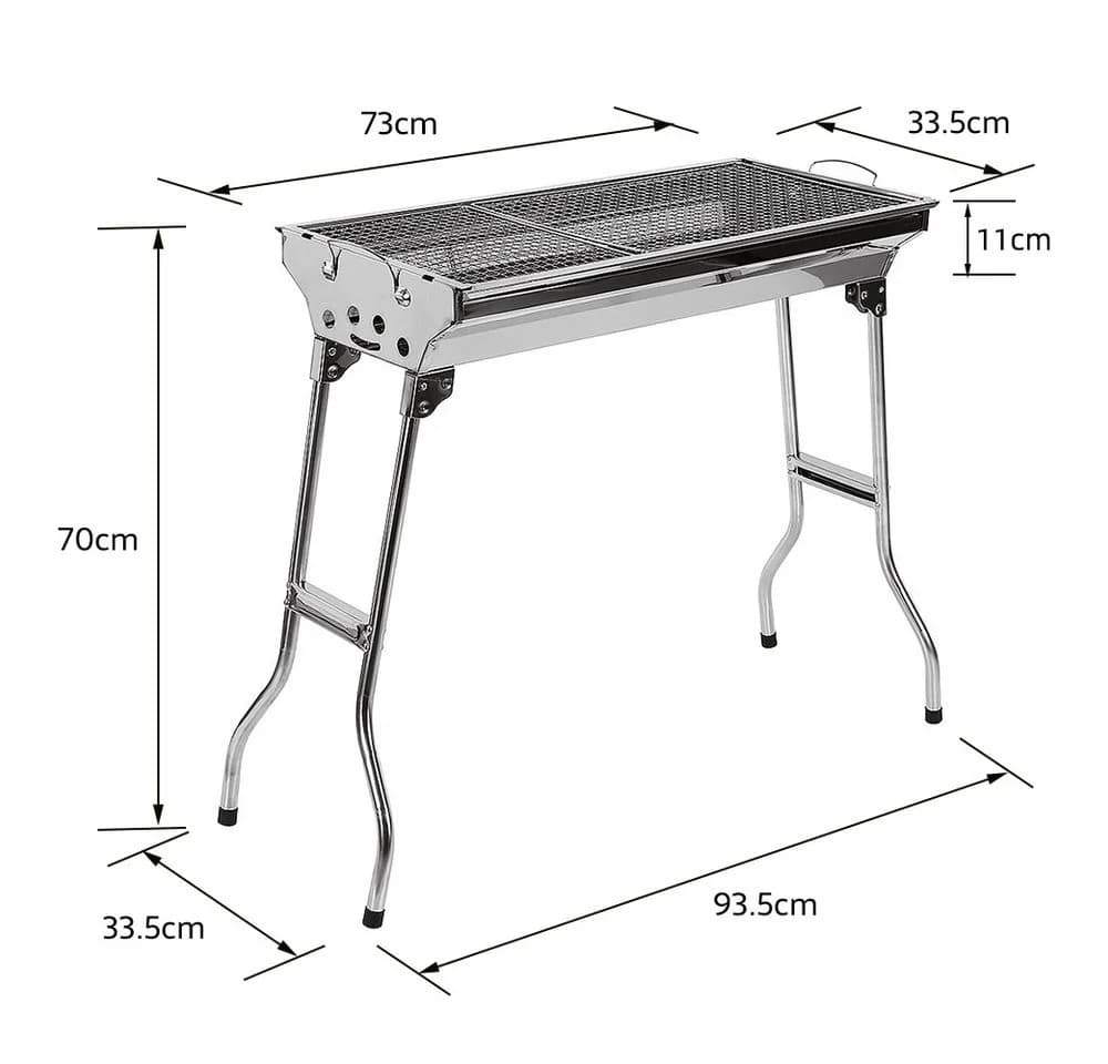 JEOBEST Camping Grill Klappbar Edelstahl Holzkohlegrill Silber - Bild 5
