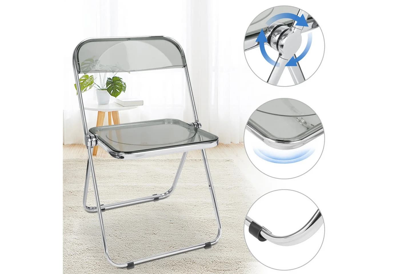 JEOBEST Klappstuhl Gartenstuhl Acryl transparent - Bild 3