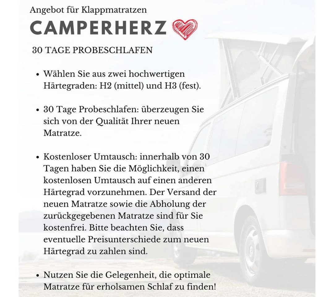 MatratzenL.A.B® Klappmatratze für VW T5 T6 T6.1 California 8 cm