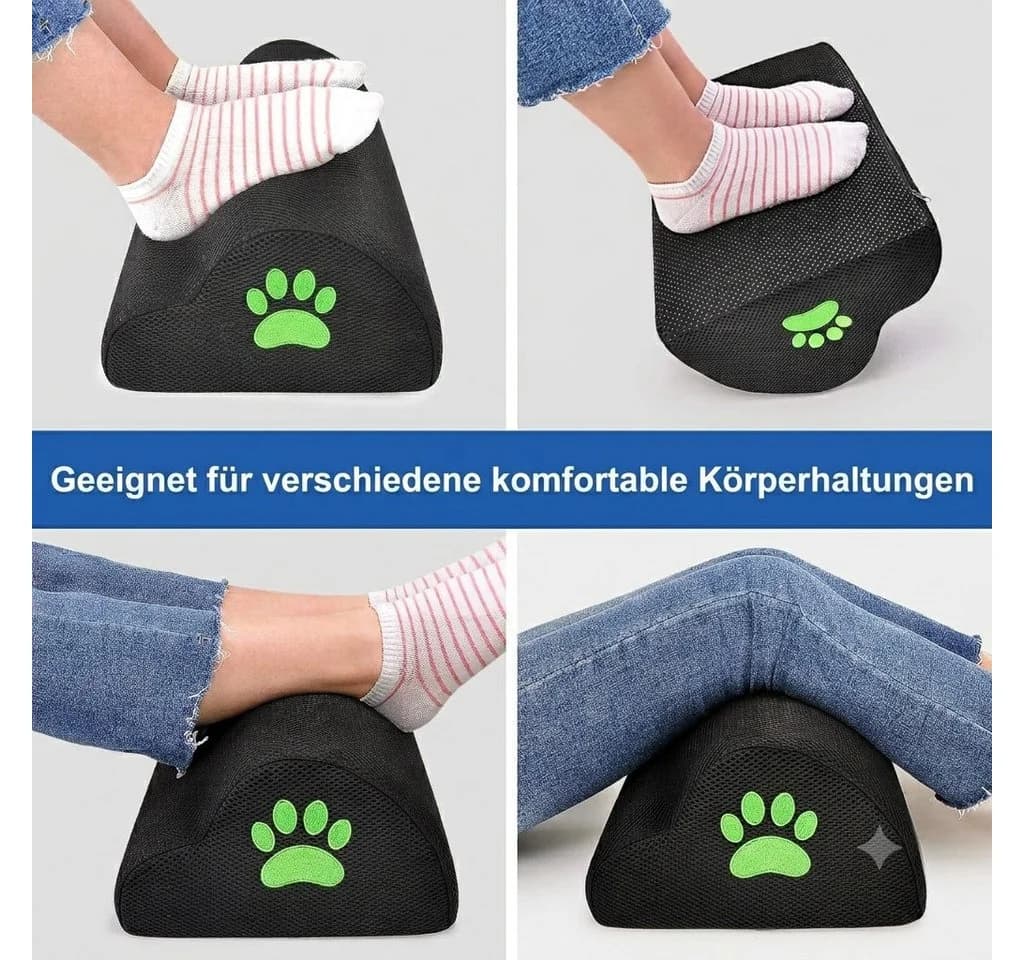 LaCute Ergonomische Fußstütze Memory Foam Schwarz mit 2 Bezügen