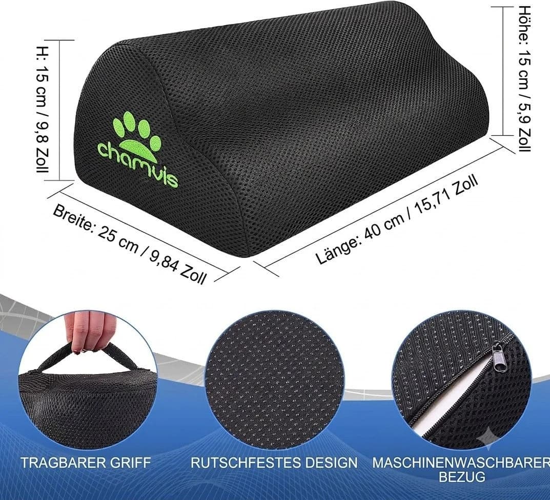 LaCute Ergonomische Fußstütze Memory Foam Schwarz mit 2 Bezügen - Bild 4
