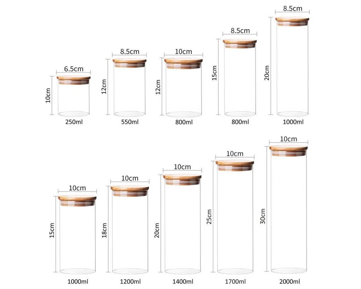 Simloveve Vorratsglas-Set 12-tlg. mit Bambusdeckel