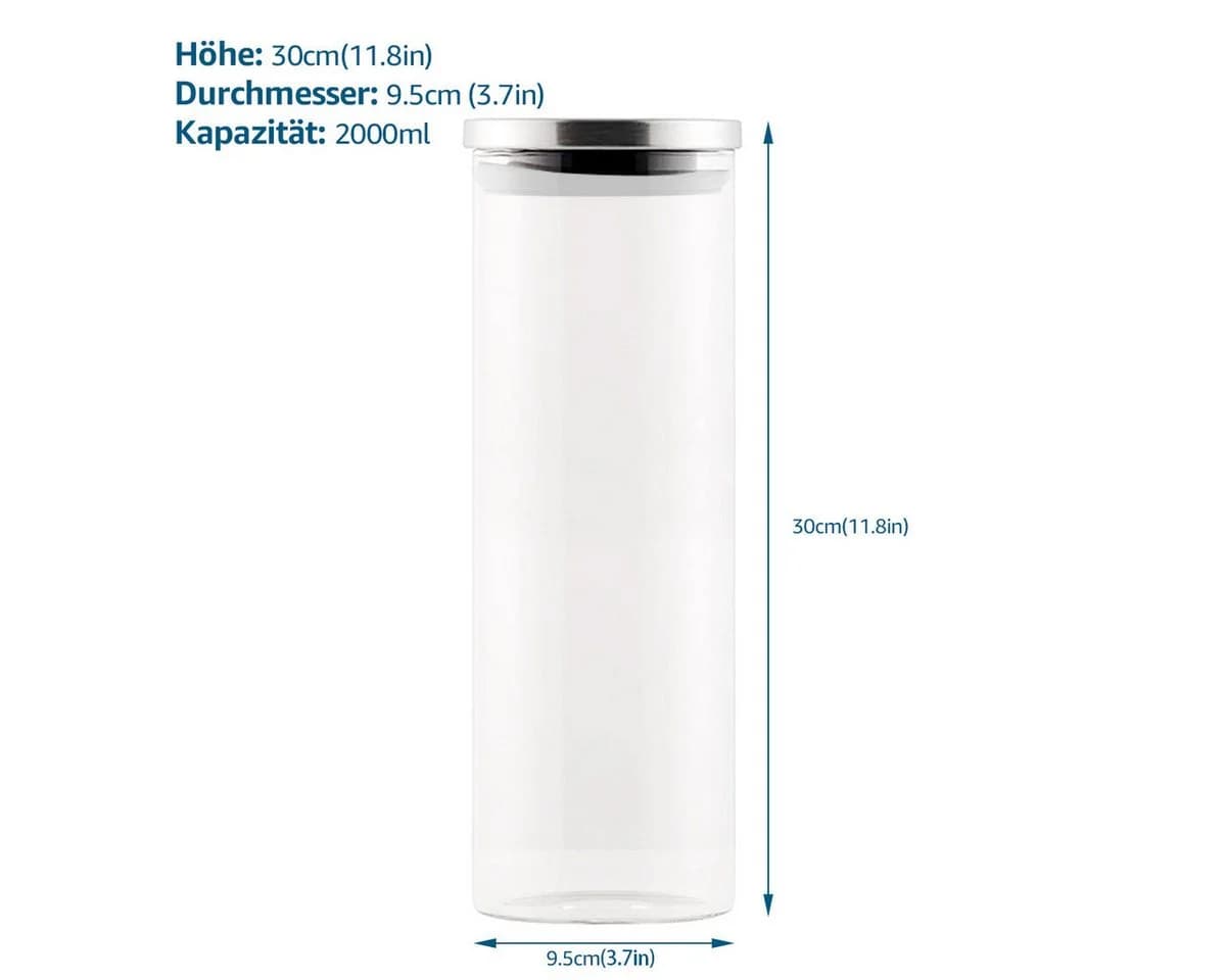 Simloveve Vorratsglas 3er-Set Borosilikatglas mit Deckel