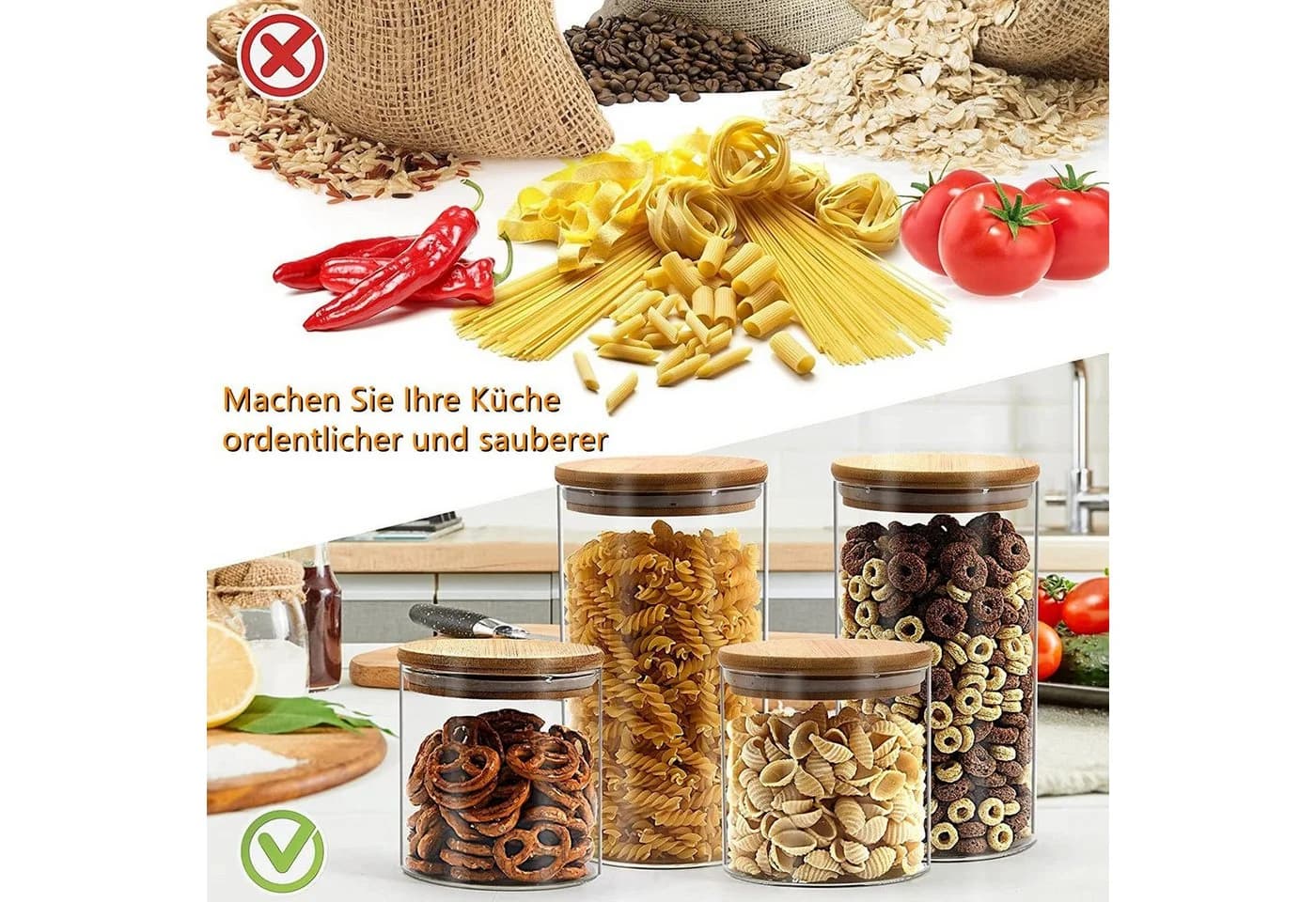 Simloveve Vorratsglas-Set 10-tlg. Transparent Borosilikatglas Luftdicht - Bild 4