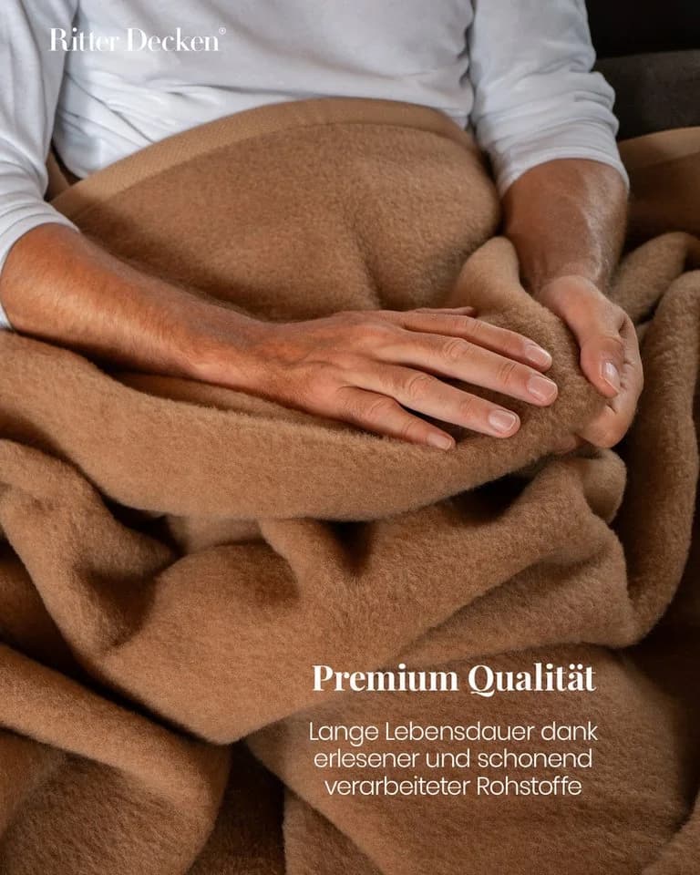 Ritter Decken Wohndecke Maharadscha 100% Kamelhaar Braune Premium Decke - Bild 4