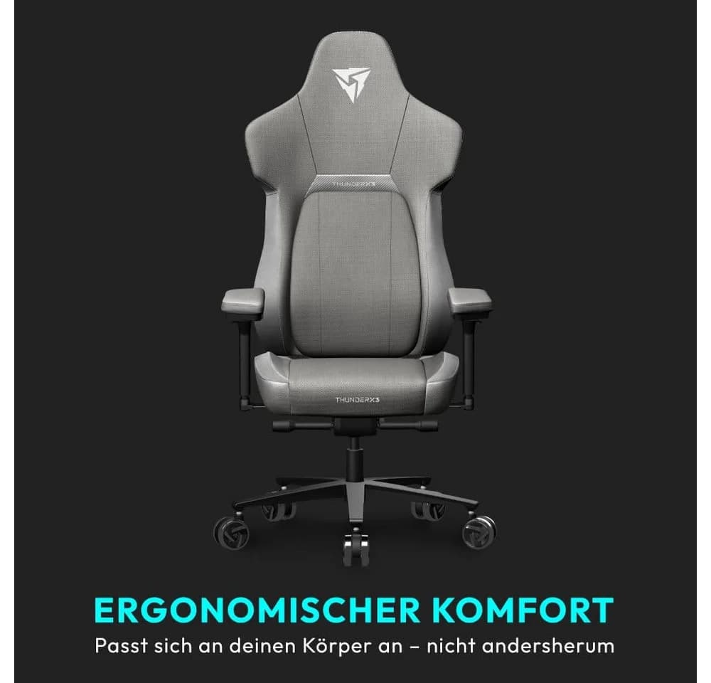 ThunderX3 Gaming-Stuhl CORE Loft Ergonomischer Gaming Stuhl Hellgrau