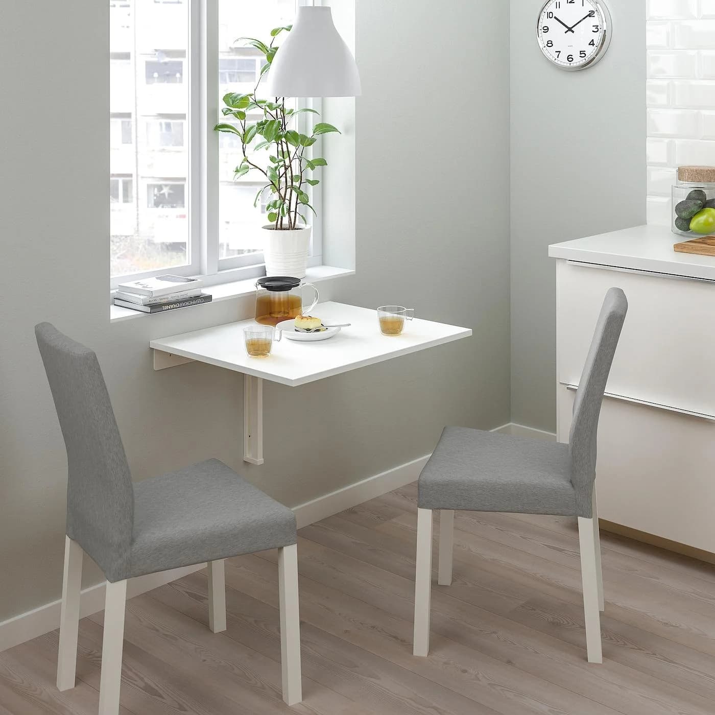 IKEA NORBERG / KÄTTIL Tisch und 2 Stühle Weiß/Hellgrau