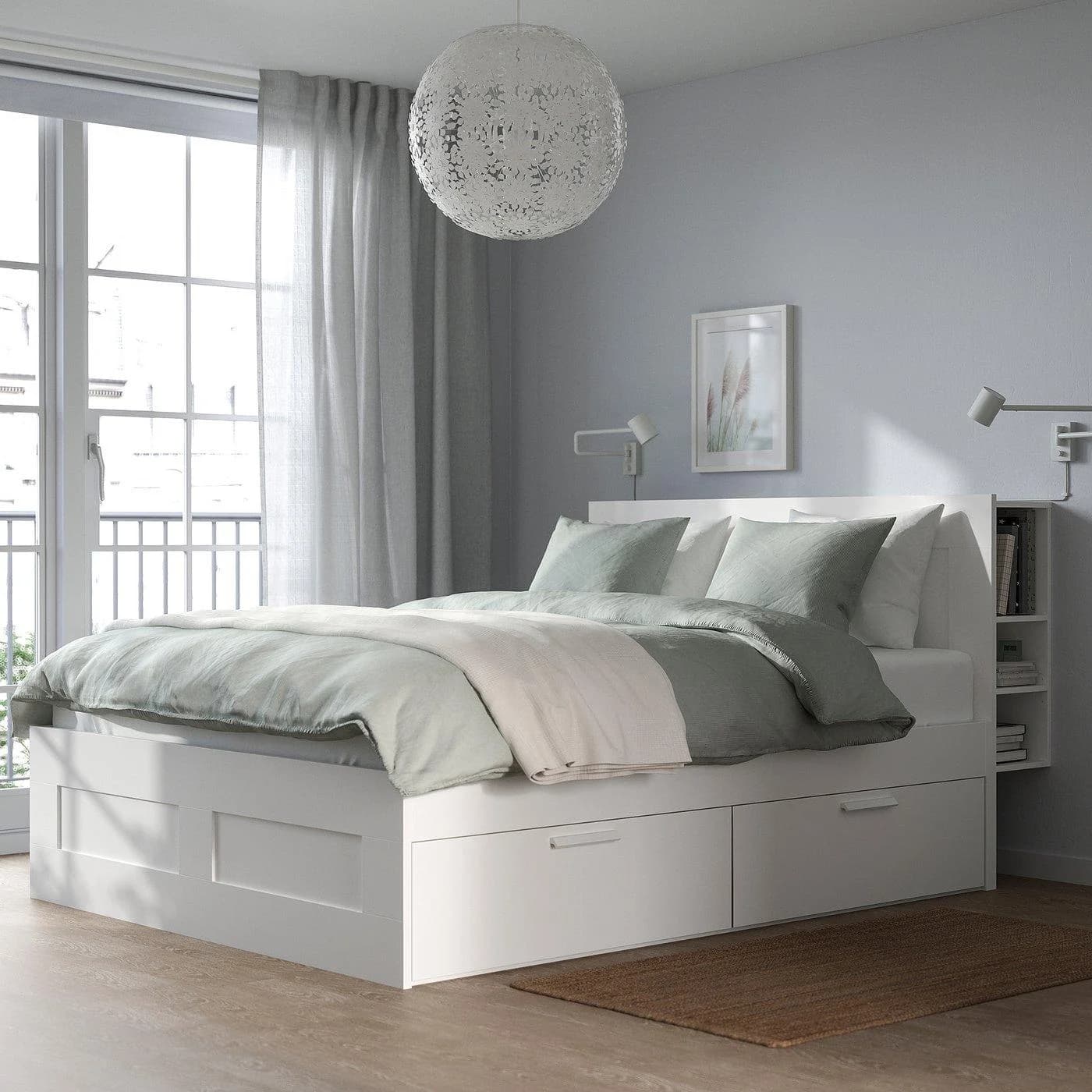 IKEA BRIMNES Bettgestell mit Kopfteil und Schublade Weiß