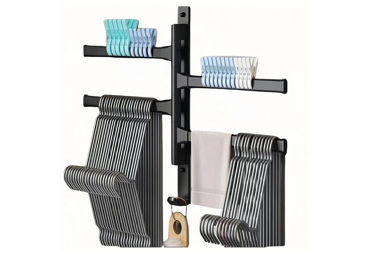 Realb2b Drehbarer Handtuchhalter 4-armig Aluminium mattschwarz - Bild 2