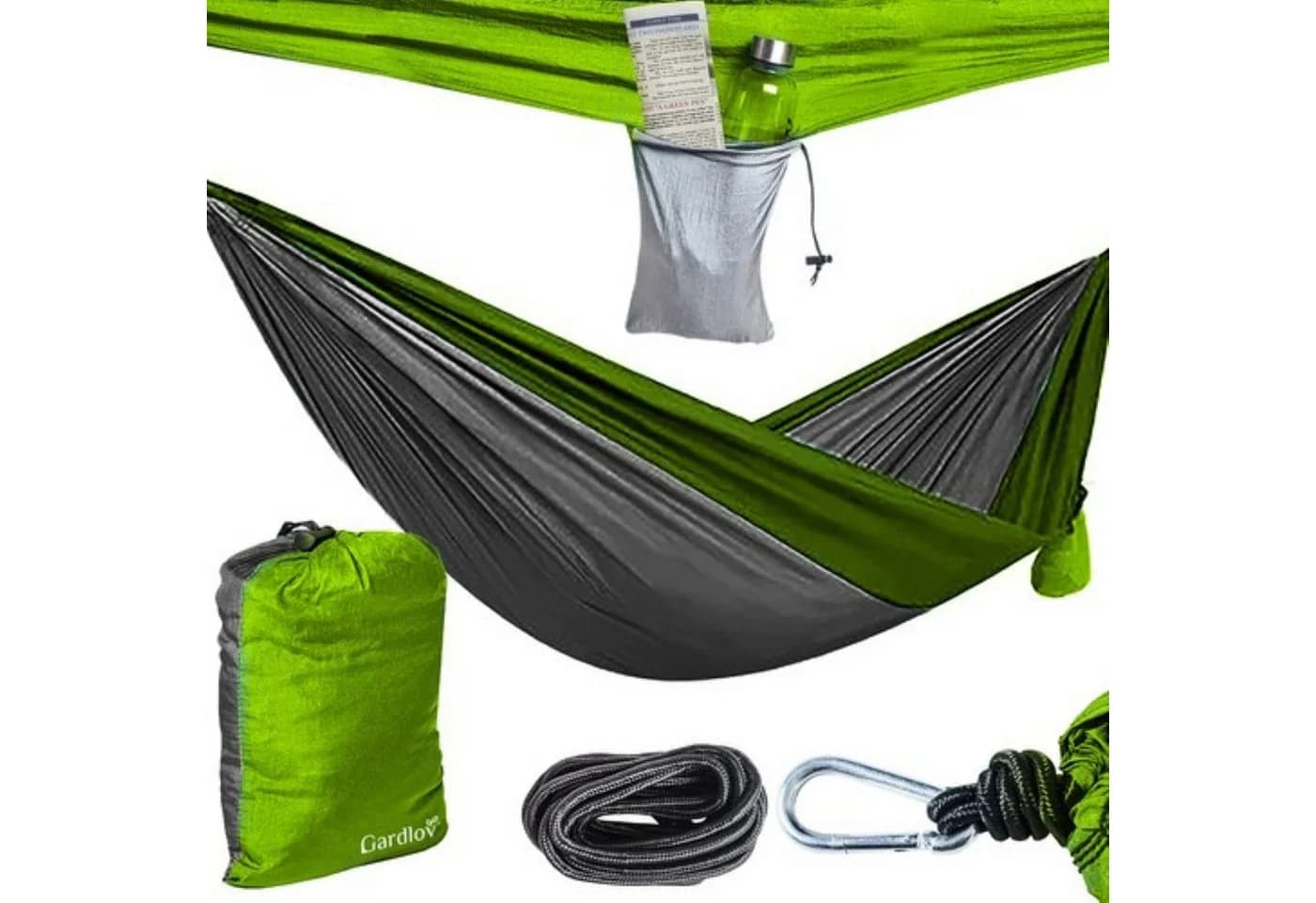 Gardlov Hängematte Santiago Nylon 260x140 cm mit Karabinern - Bild 2