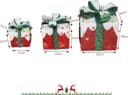 LALAHO LED Geschenkbox 3er Set Rot Weihnachtsdeko Bild 5