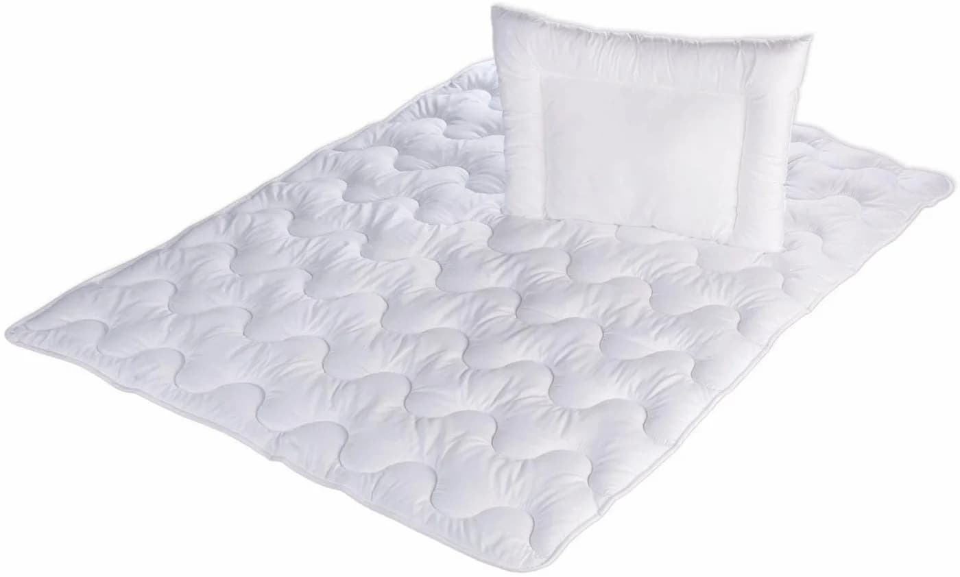 Jekatex Kinderbettdecke + Kopfkissen 2-tlg. Weiß Polyester