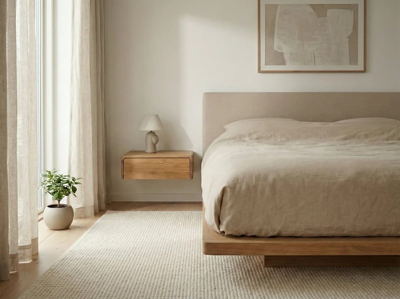 Woodek Design Nachttisch Frank Wandregal aus massivem Eichenholz