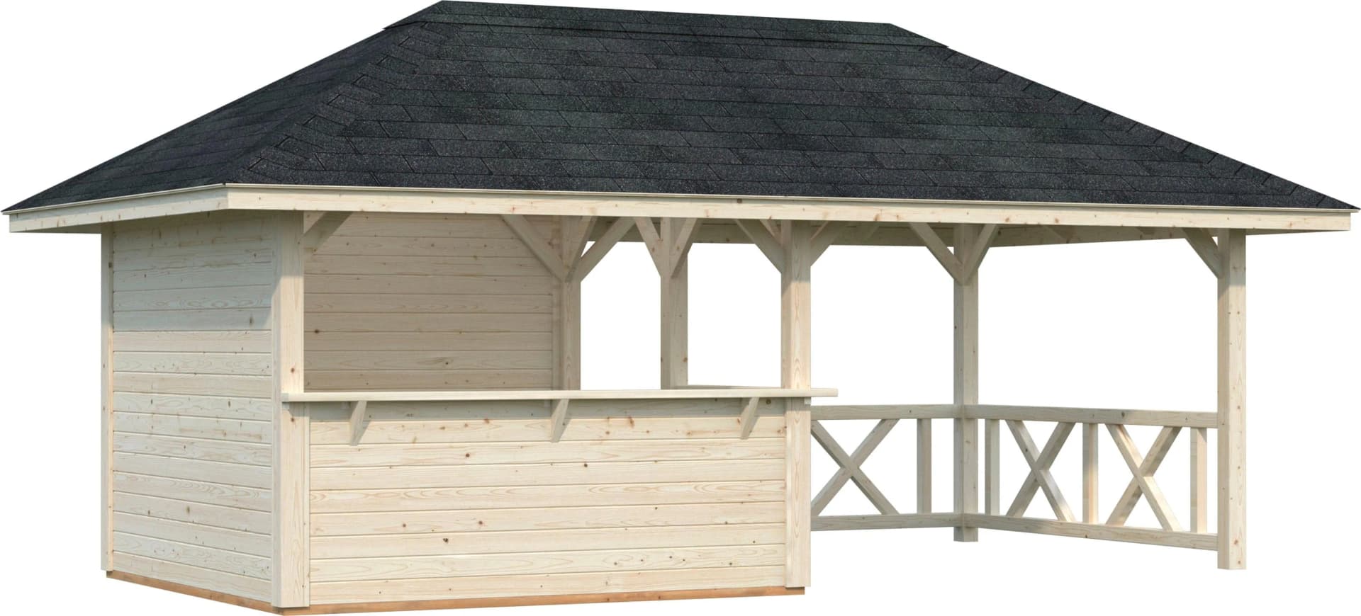 PALMAKO Holzpavillon Bianca 16,6 m² Set 3 Transparent