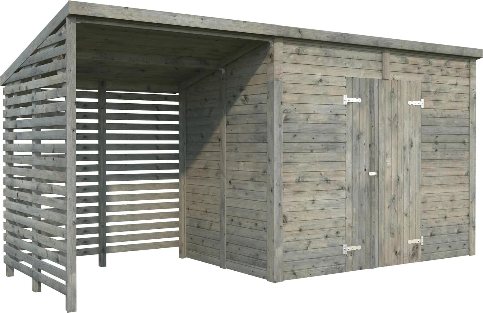 PALMAKO Gartenhaus Leif Massivholz grau Pultdach