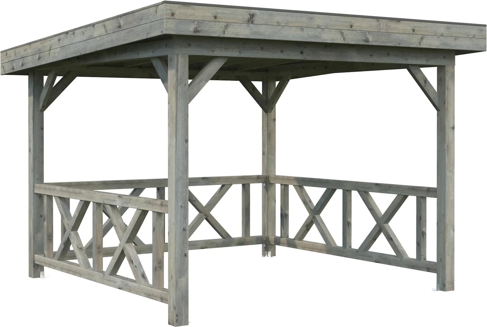 PALMAKO Holzpavillon Lenna 8,3 m² Grau Tauchimprägniert
