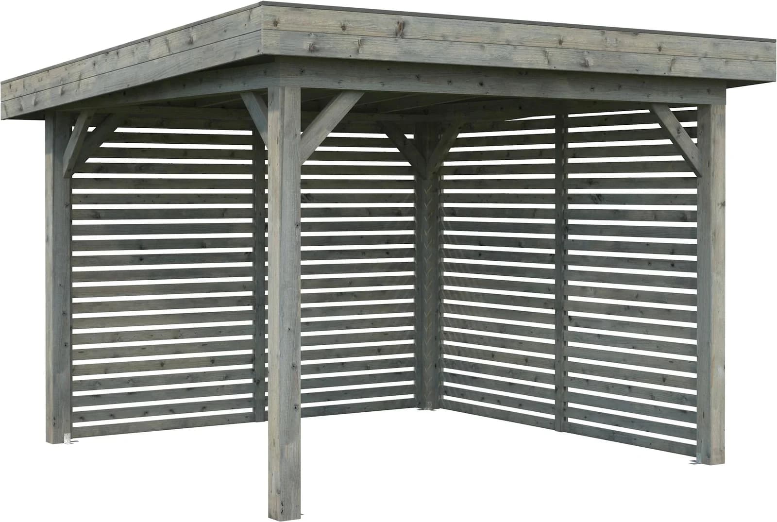 PALMAKO Holzpavillon Lenna 8,3 m² grau imprägniert