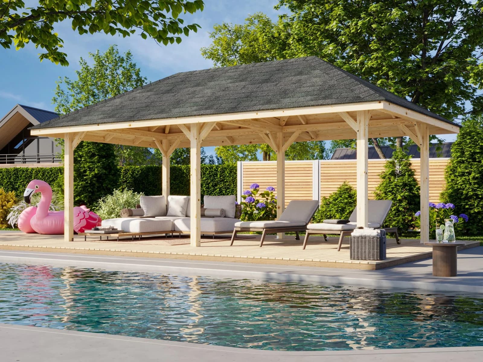 PALMAKO Holzpavillon Bianca 16,6 m² Weiß Lackiert