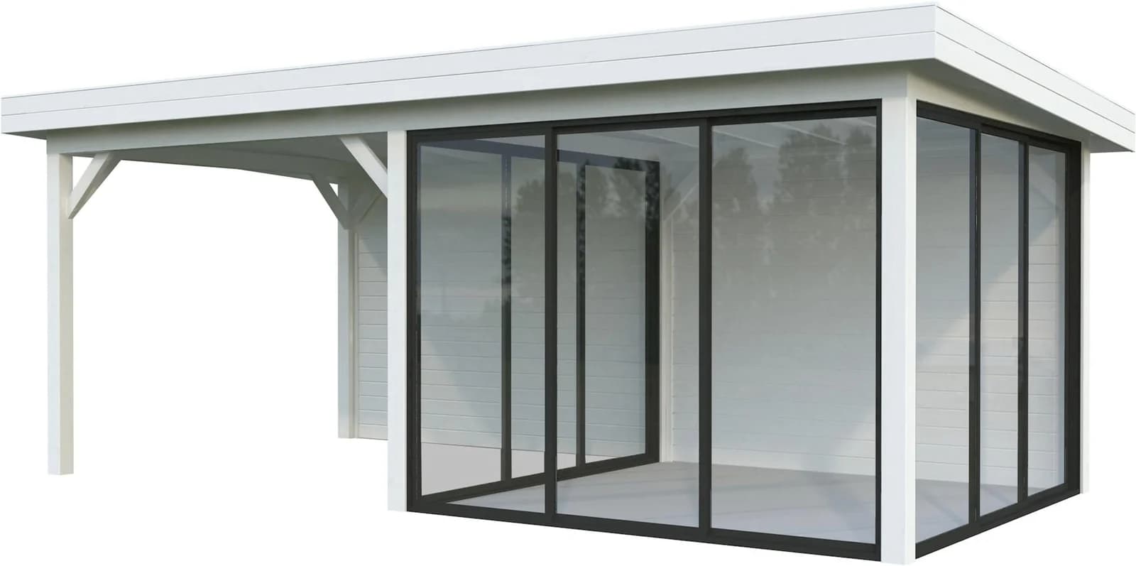 PALMAKO Gartenhaus Lenna 16,6 m² Massivholz Weiß Pultdach