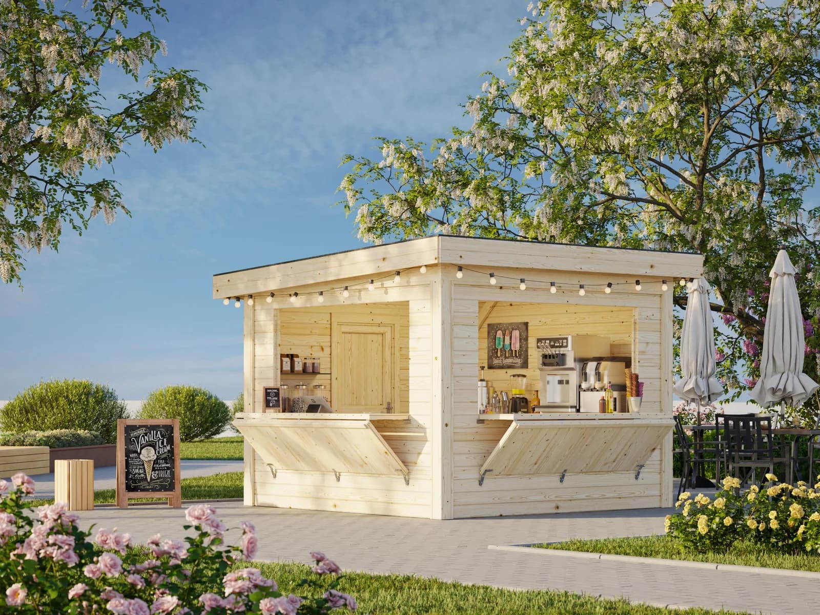 PALMAKO Holzpavillon Lenna 8,3 m² Weiß Lackiert