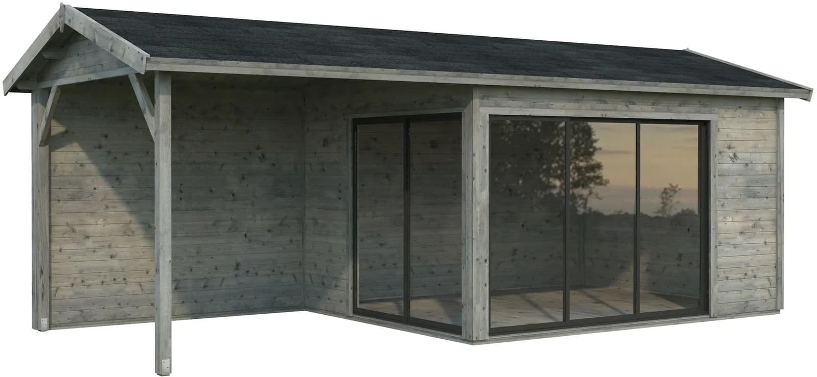 Gartenhaus PALMAKO Amanda Slide Plus grau Massivholz mit Fußboden