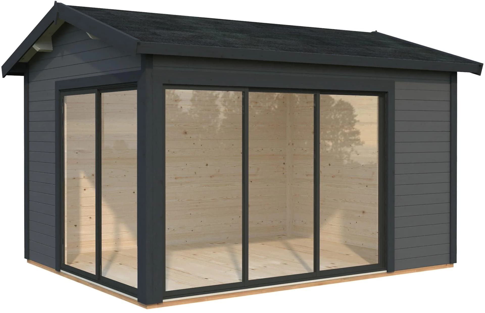 Palmako Gartenhaus Amanda Slide Dunkelgrau Anthrazit Massivholz